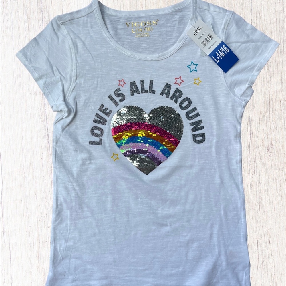 L Girls Short Sleeve Tee with Heart